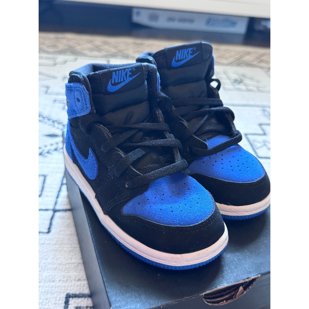 New Toddler Jordan 1 Retro Hightop Sneakers Black, Royal Blue & White Size 8C